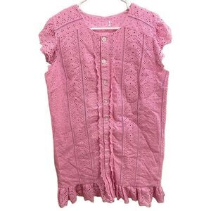 Cartolina Nantucket Dress Womens No Sz Eyelet Bubble Gum Pink Hamptons Yachtcore